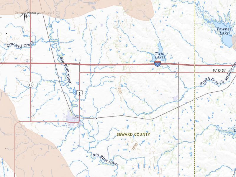 Radar-estimated hail-size map of the storm over Pleasant Dale, NE on Jul 8, 2026