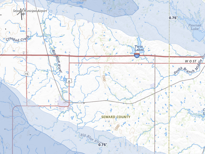 NEXRAD radar-signature map of the hail storm over Pleasant Dale, NE on Jul 8, 2026