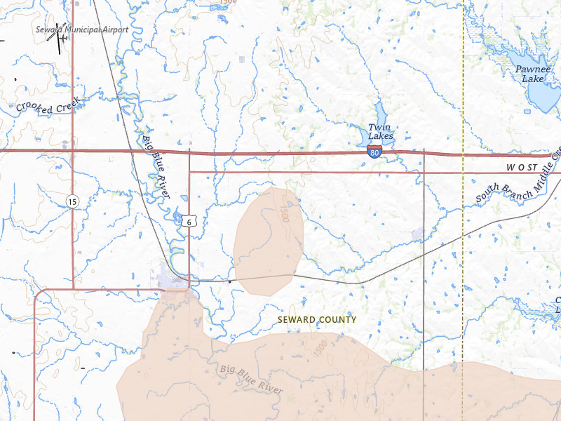 Radar-estimated hail-size map of the storm over Pleasant Dale, NE on Jul 27, 2026