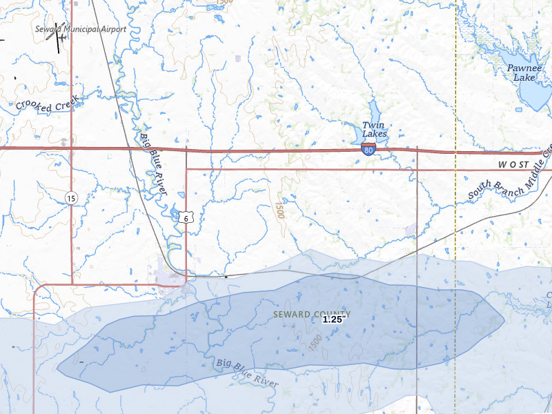 NEXRAD radar-signature map of the hail storm over Pleasant Dale, NE on Jul 27, 2026