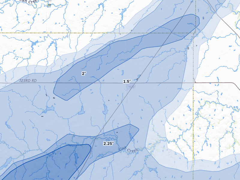 NEXRAD radar-signature map of the hail storm over Plymouth, NE on May 18, 2026