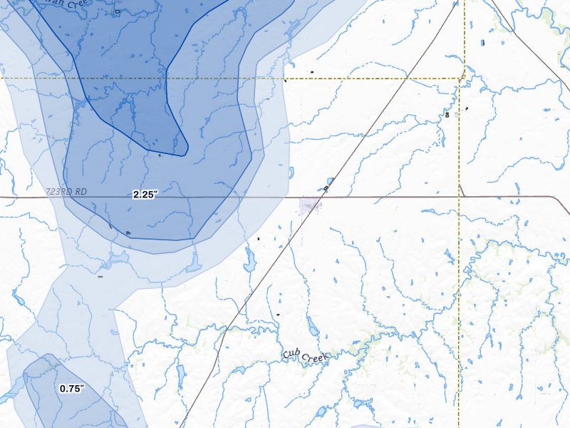 NEXRAD radar-signature map of the hail storm over Plymouth, NE on Jun 5, 2026