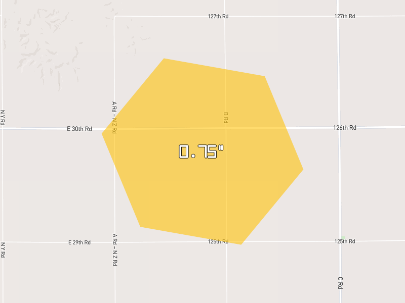 Hail map of Polk, NE on Jun 5, 2026, hail up to 0.75"
