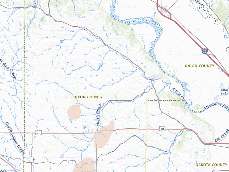 Radar-estimated hail-size map of the storm over Ponca, NE on May 18, 2026