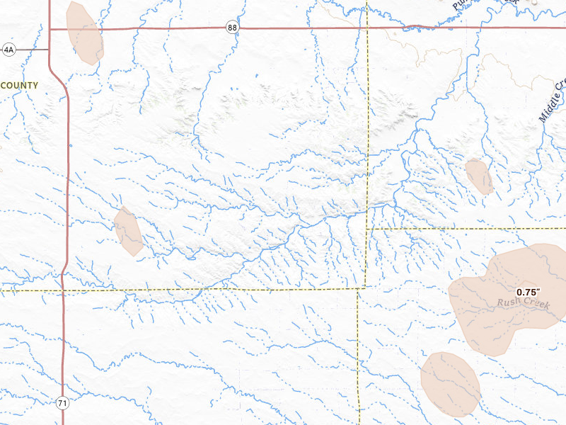 Radar-estimated hail-size map of the storm over Potter, NE on May 29, 2026