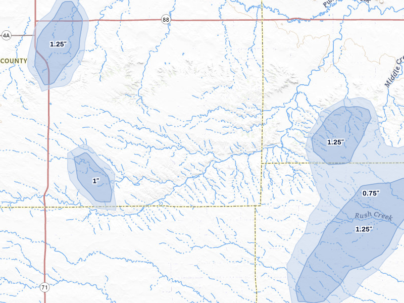 NEXRAD radar-signature map of the hail storm over Potter, NE on May 29, 2026