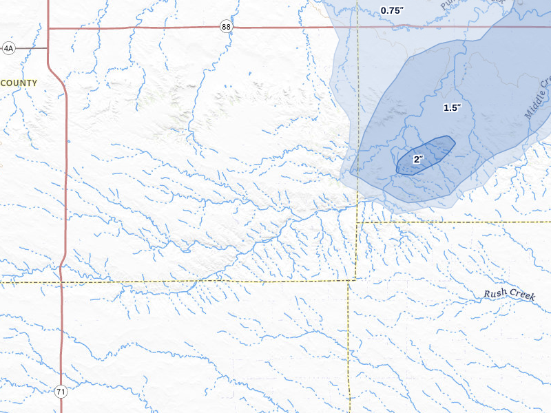 NEXRAD radar-signature map of the hail storm over Potter, NE on Jun 26, 2026
