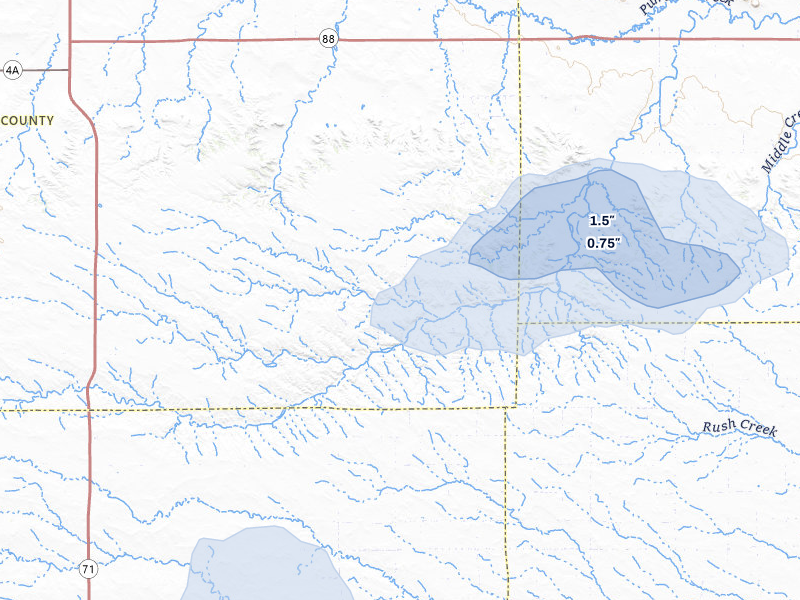 NEXRAD radar-signature map of the hail storm over Potter, NE on Jul 6, 2026