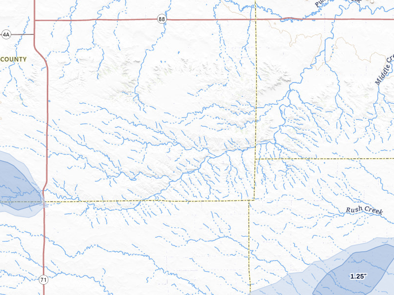 NEXRAD radar-signature map of the hail storm over Potter, NE on Jul 9, 2026