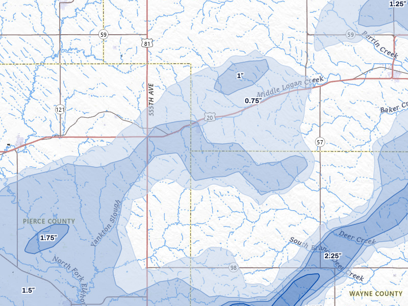NEXRAD radar-signature map of the hail storm over Randolph, NE on Jun 29, 2026