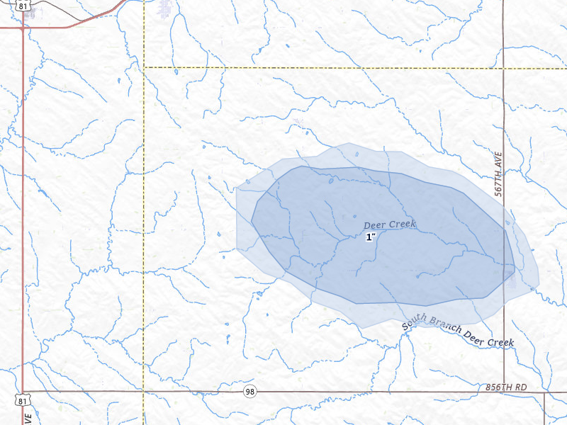 NEXRAD radar-signature map of the hail storm over Randolph, NE on Sep 5, 2026