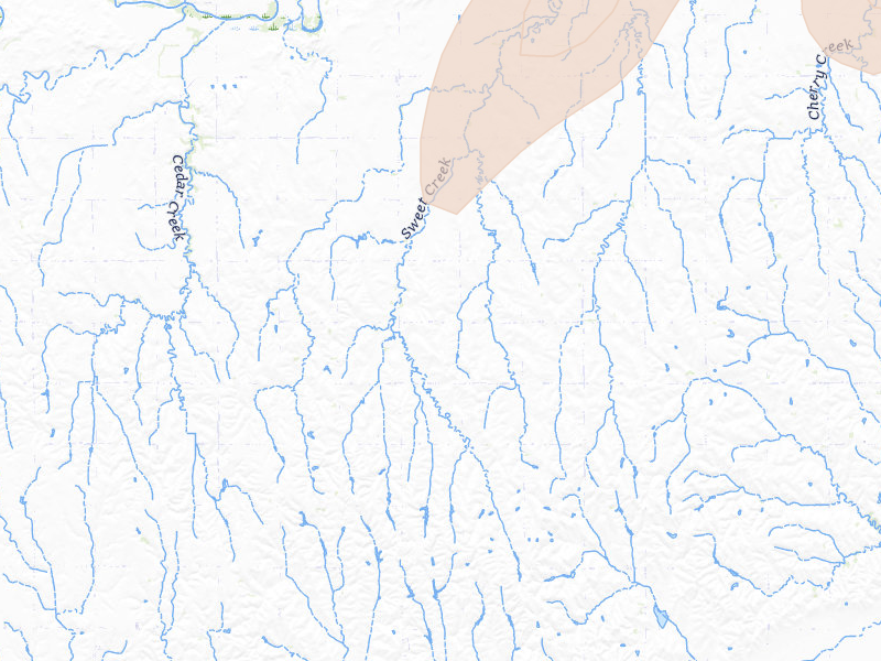 Radar-estimated hail-size map of the storm over Ravenna, NE on May 17, 2026