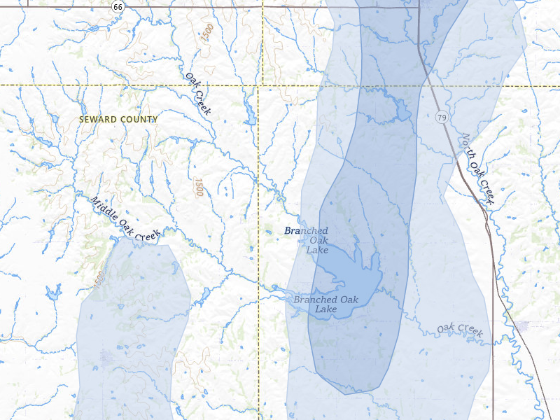 NEXRAD radar-signature map of the hail storm over Raymond, NE on May 16, 2026