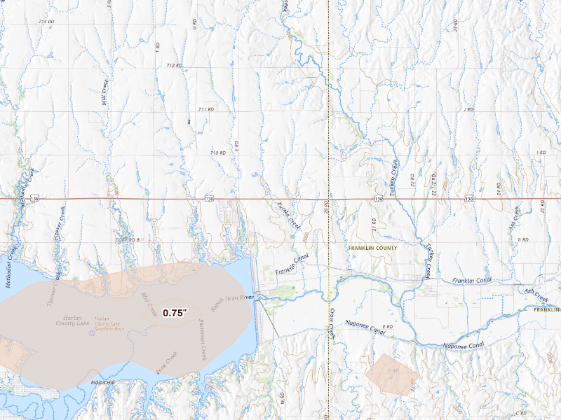 Radar-estimated hail-size map of the storm over Republican City, NE