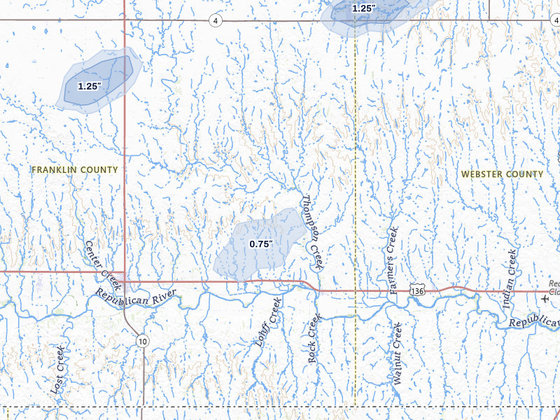 NEXRAD radar-signature map of the hail storm over Riverton, NE on Jun 3, 2026
