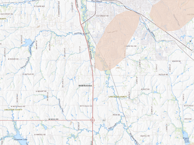 Radar-estimated hail-size map of the storm over Roca, NE