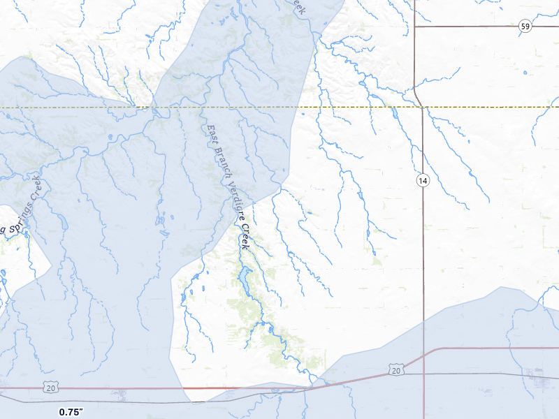 NEXRAD radar-signature map of the hail storm over Royal, NE on May 25, 2026