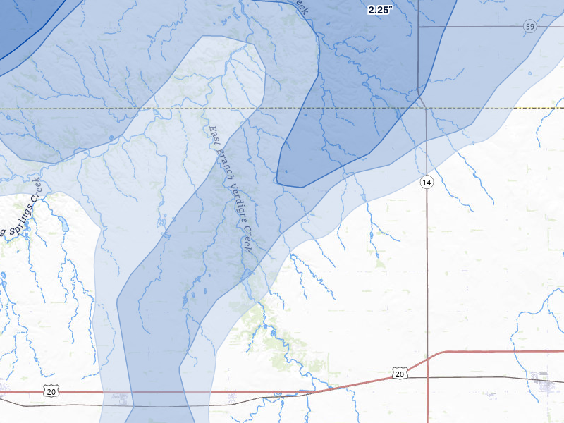 NEXRAD radar-signature map of the hail storm over Royal, NE on Jun 29, 2026