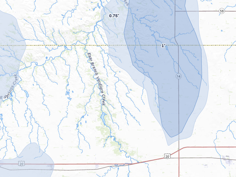 NEXRAD radar-signature map of the hail storm over Royal, NE on Jun 30, 2026