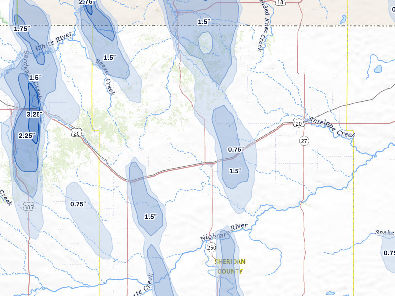 NEXRAD radar-signature map of the hail storm over Rushville, NE on May 30, 2026