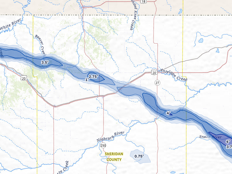 NEXRAD radar-signature map of the hail storm over Rushville, NE on Aug 12, 2026