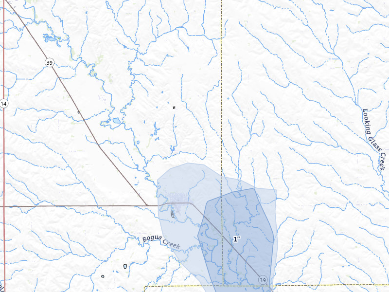 NEXRAD radar-signature map of the hail storm over Saint Edward, NE on May 16, 2026