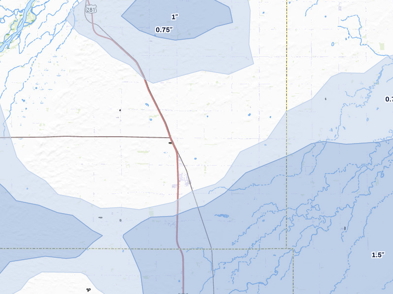 NEXRAD radar-signature map of the hail storm over Saint Libory, NE on Jun 5, 2026