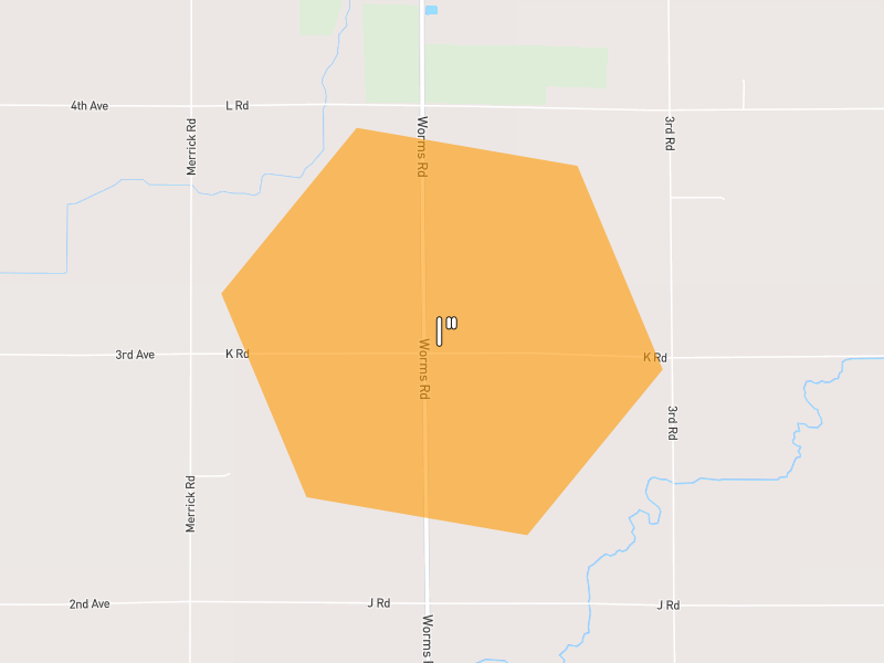 Hail map of Saint Libory, NE on Jun 5, 2026, hail up to 1"