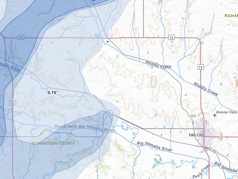 NEXRAD radar-signature map of the hail storm over Salem, NE on May 18, 2026