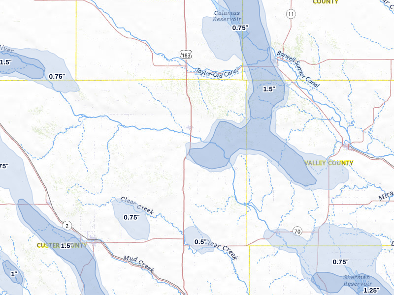 NEXRAD radar-signature map of the hail storm over Sargent, NE on Jul 4, 2026