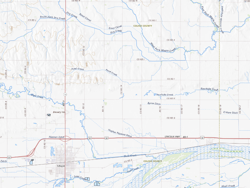 Radar-estimated hail-size map of the storm over Schuyler, NE on Jul 2, 2026