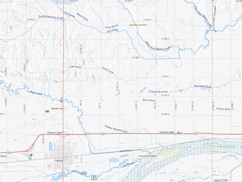 NEXRAD radar-signature map of the hail storm over Schuyler, NE on Jul 2, 2026