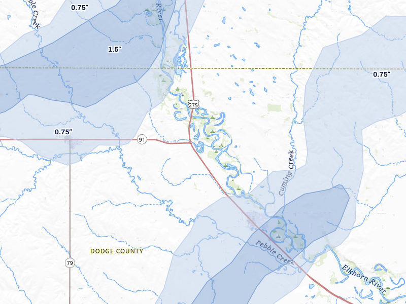 NEXRAD radar-signature map of the hail storm over Scribner, NE on May 17, 2026