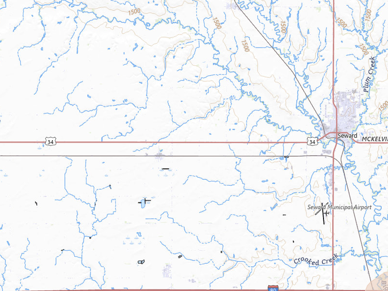 Radar-estimated hail-size map of the storm over Seward, NE on Jun 1, 2026