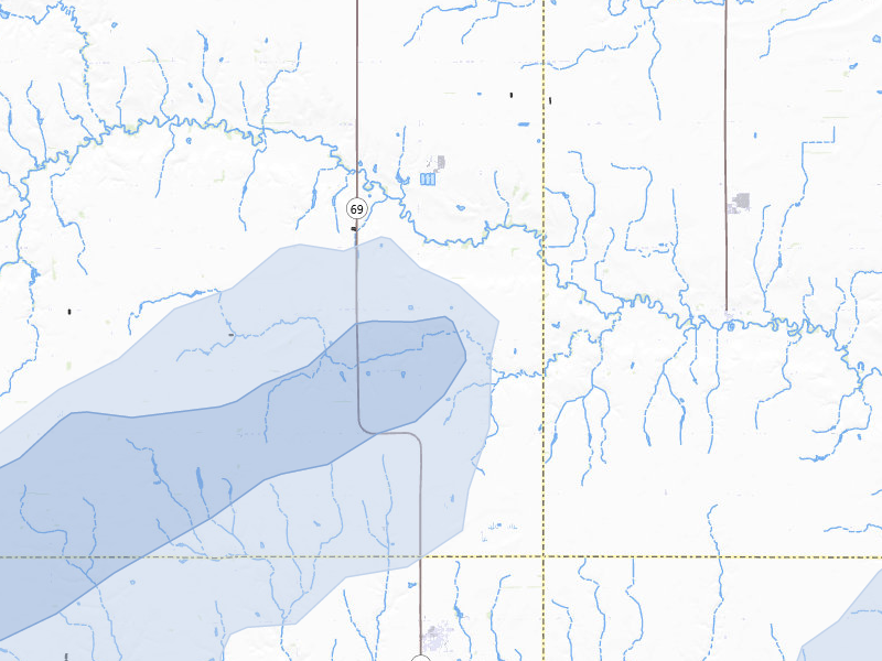 NEXRAD radar-signature map of the hail storm over Shelby, NE on Jul 1, 2026