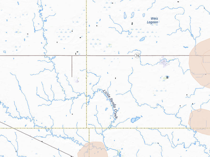 Radar-estimated hail-size map of the storm over Shickley, NE on May 15, 2026