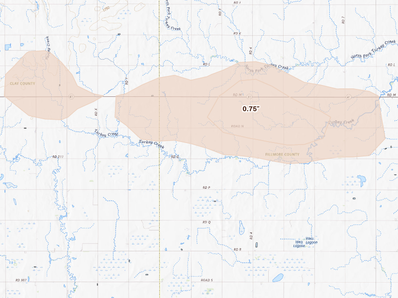 Radar-estimated hail-size map of the storm over Shickley, NE