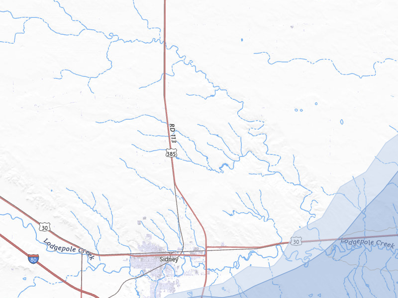 NEXRAD radar-signature map of the hail storm over Sidney, NE on Jun 9, 2026