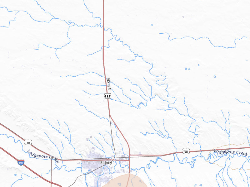 Radar-estimated hail-size map of the storm over Sidney, NE on Jun 30, 2026
