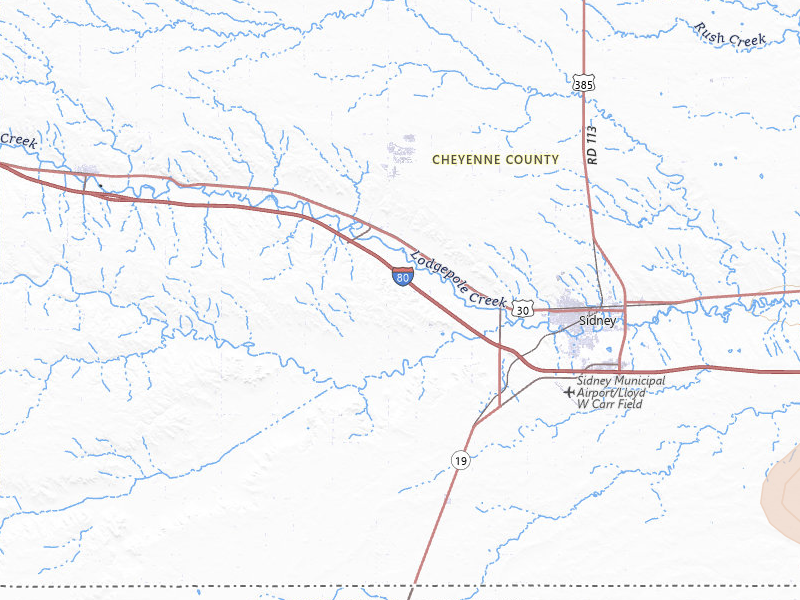 Radar-estimated hail-size map of the storm over Sidney, NE on Jul 8, 2026