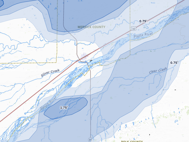 NEXRAD radar-signature map of the hail storm over Silver Creek, NE on May 17, 2026