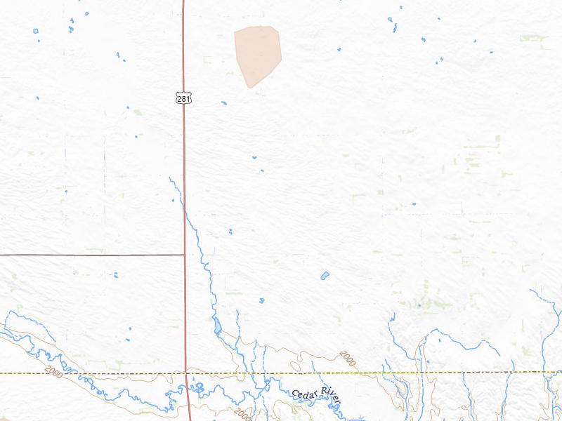 Radar-estimated hail-size map of the storm over Spalding, NE on Jul 30, 2026