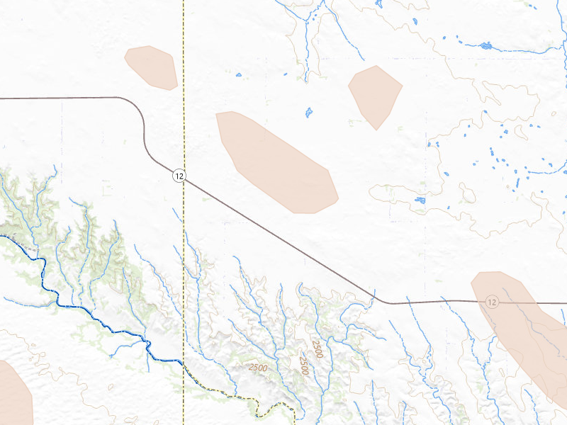 Radar-estimated hail-size map of the storm over Sparks, NE on Aug 21, 2026