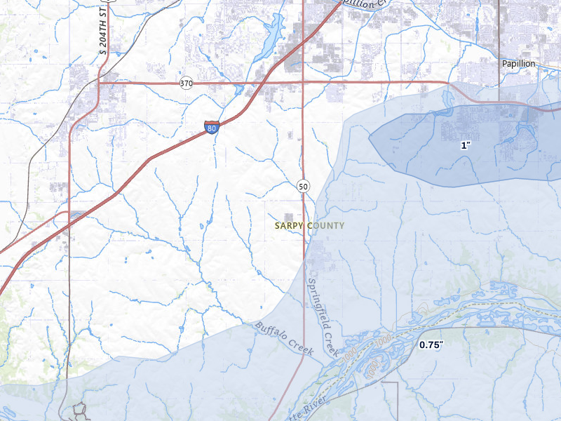 NEXRAD radar-signature map of the hail storm over Springfield, NE on Apr 9, 2026
