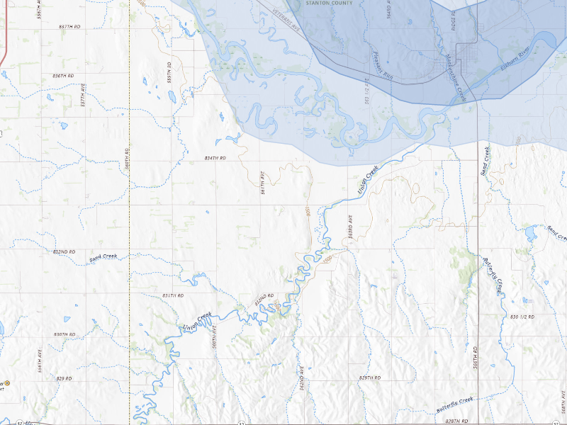 NEXRAD radar-signature map of the hail storm over Stanton, NE on Aug 11, 2026