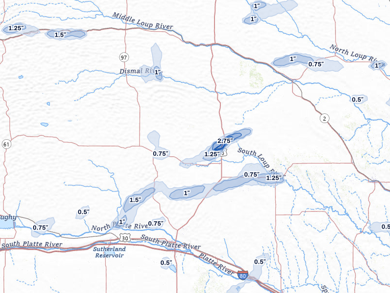NEXRAD radar-signature map of the hail storm over Stapleton, NE on Aug 3, 2026