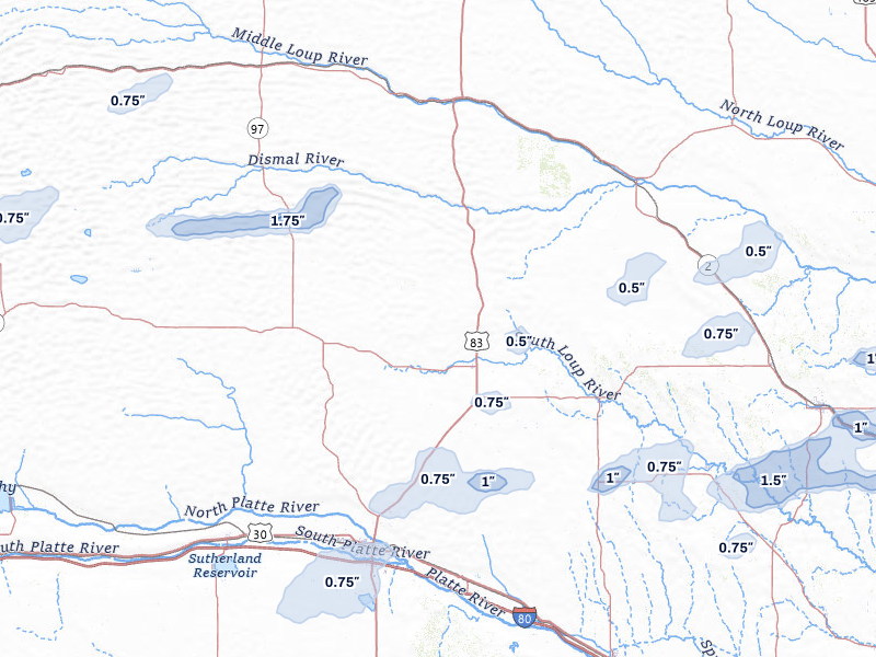 NEXRAD radar-signature map of the hail storm over Stapleton, NE on Aug 12, 2026