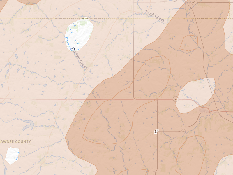 Radar-estimated hail-size map of the storm over Steinauer, NE on May 18, 2026