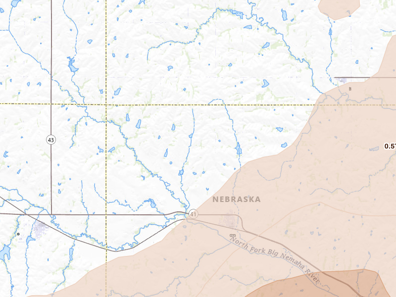 Radar-estimated hail-size map of the storm over Sterling, NE on May 18, 2026