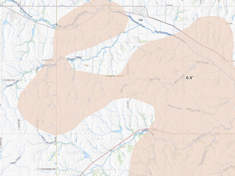 Radar-estimated hail-size map of the storm over Sterling, NE